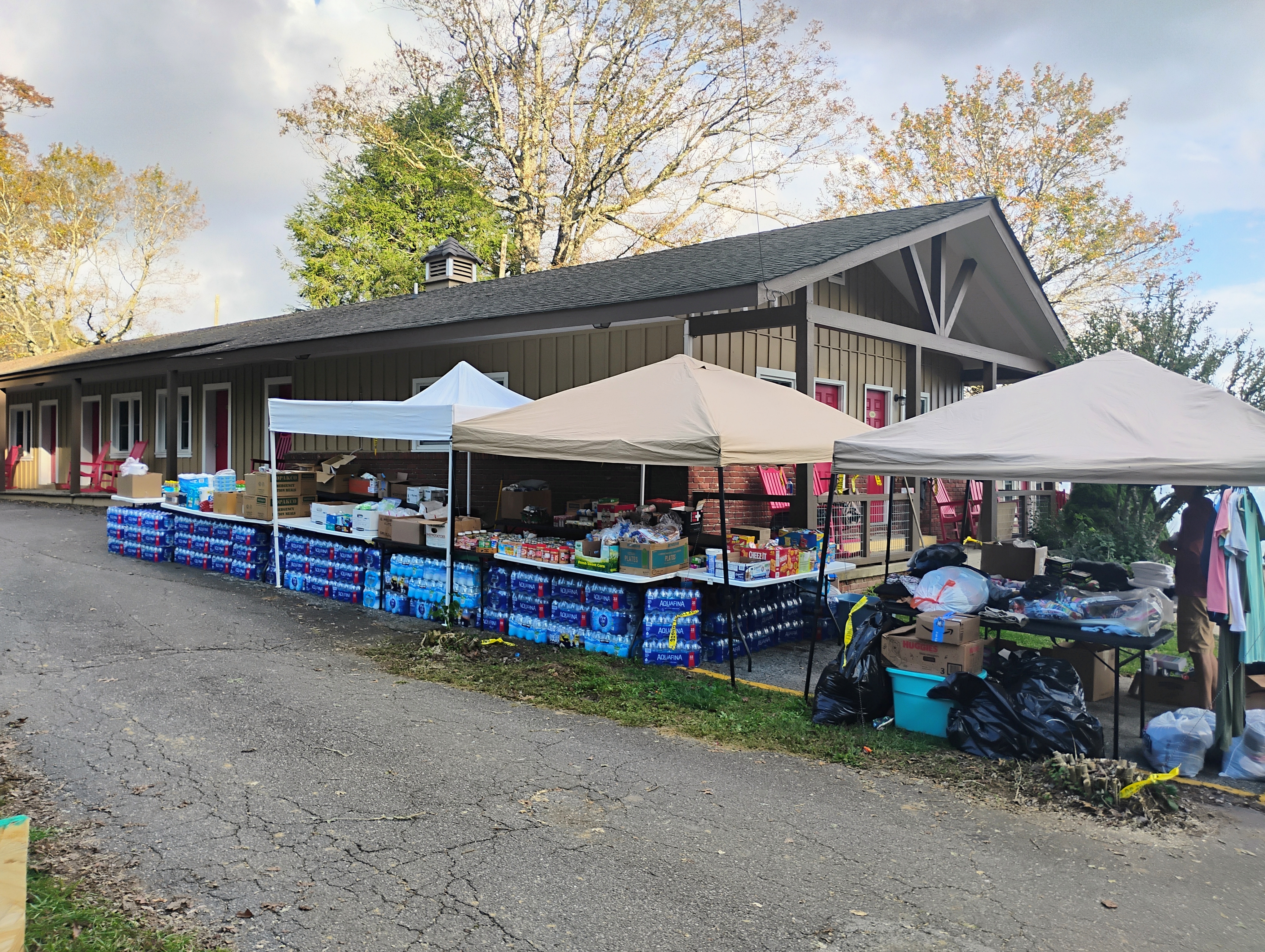 Relief supplies gathered at Big Lynn Lodge
